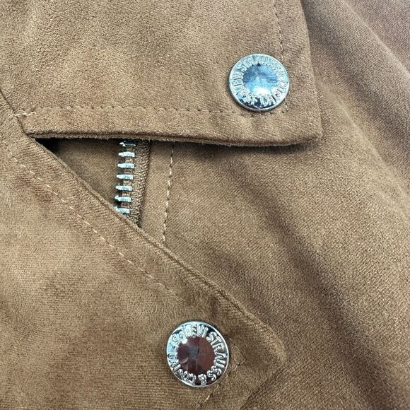 Levi's Faux Suede Full Zip Moto Biker‎ Jacket Coat Size 2X Plus Tab Shoulders - Picture 8 of 13